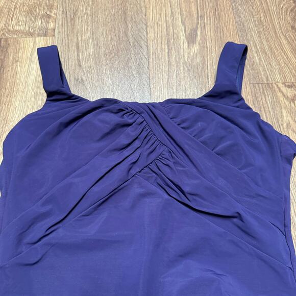 Lands End Womens Dark Purple One Piece Swim Suit Underwire Size 8P Petite NEW - Picture 3 of 8